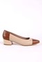 Women's Genuine Leather Heeled Ballerina Casual Shoes Beige - Tan