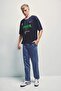 Boxy Fit Brazil Printed Short Sleeve Navy Blue T-Shirt I0286Ax26Sm - 2