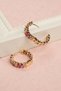 Women's Steel Tarnish-Resistant Colorful Baguette Stone Yellow Hoop Earrings - 4