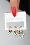 Steel Yellow Color Zircon Stone Star Dangle Triple Women's Earring Set - 2