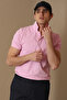 Polo Neck Plain Short Sleeve Pink Men's T-Shirt 111040091 - 3