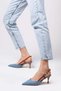 Alina Denim Fabric Open Back Heeled Women's Jeans Shoes - 4