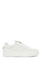 Women's White Lace-Up Thick-Soled Sports Shoes, Leather Sneaker 26Pfd290418