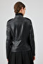 Nora Women's Black Judge Collar Short Leather Jacket 25Wge56011M - 6