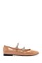 Women's Beige Buckle Stone Patent Leather Genuine Leather Ballerinas, Summer Shoes 25Sfd230416