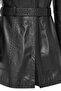 Annamaria Women's Black Belt Detail Regular Leather Trench Coat 24Wgd5246U4 - 5