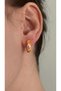 Gift Steel Gold Gold Enamel Patterned Orange Daily 1.5cm Hoop Earrings