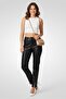 Women Skinny Fit Leather Split Pants, Black - 2