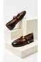 Women's Brown Drop Buckle Patent Leather Ballerinas 1cm Bynddam01 - 8