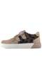 Genuine Leather Beige Brown Patterned Double Velcro Children's Sneaker Sports Shoes - 5