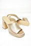 Beige Satin Fabric Thick Heeled Women's Slippers M570021204 - 7