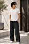 Black Men's Relaxed Cut Linen Trousers 6539