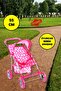 4-Wheeled, Metal Frame, Foldable, Polka Dot Patterned Children's Toy Stroller - 55 CM