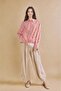 100% Cotton Relax Fit Striped Voile Long Sleeve Red Tunic H5534Ax26Hs - 2