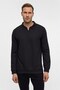 Black Regular Plain Zippered Polo Collar Sweatshirt