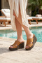 Hermine Plus Tan Genuine Calfskin Special Cut Wedge Heeled Slippers - 2