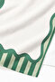Modern Beach Towel with Striped Frame Detail - Green and White Minimalist Quick-Dry Microfiber Towel - 5