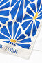 Blue and White Beach Towel with Floral Motifs - Mediterranean Style Quick-Drying Microfiber Towel with Yellow Detail - 5