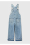 Girl's Light Blue Wide Leg Denim Overalls with Adjustable Straps - 2