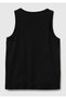 Women's black 100% cotton wide round neck strappy tank top - 2