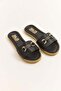 Women's black slippers with thick strap detail - 2