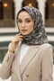 100% Twill Silk Geometric Patterned Black - Beige Colored 90X90 Scarf Sewing Shape: Hand Sewing - 5