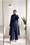 Elifgül Belted 3-Piece Trouser Suit with Slits at the Sleeves - Eu3429 Navy Blue