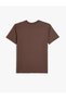Slogan Embroidered T-Shirt Slim Fit Crew Neck Short Sleeve Cotton - 7