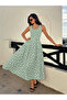 Women's Polka Dot Patterned Long Strap Dress - 6