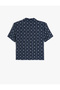 Draped Textured Shirt Patterned Slim Fit Short Sleeve - 7