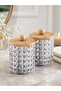 2-piece organizer set with wooden lid, transparent bathroom and vanity organizer