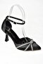 S246061904 Black Satin Fabric Stoned Evening Dress Shoes - 6