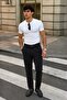 Dark Black Regular Fit Straight Cut Men's Trousers with Side Pockets 6540