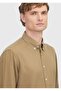 Oil Green Plain Long Woven Casual Shirt - 3
