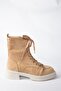 Camel Suede Lace up Women's Boots N820960002 - 6