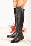 Black Faux Leather Women's Boots J726533209 - 2