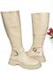 R518096809 Beige Zippered Low-Heeled Women's Boots - 5