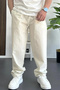 Men's Elastic Waist Baggy Casual Pants Cream Edw359 - 2