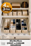 30X10Cm Drawer and Closet Organizer, Scarf Organizer, Foldable Sock and Laundry Organizer Shelf Organizer