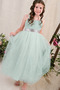White Girls' Tulle Evening Dress with Sequin Belt and Straps - 3