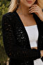 Women's Openwork Model Knitwear Cardigan Black - 6