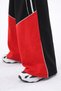 Girl's Black Red Wide-Leg Drawstring Waist Pocketed Palazzo Sweatpants - 5