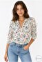 Women's Pink Floral Patterned Folded Viscose Shirt with Buttons - 2