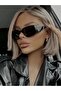 Black Retro Rectangular Model Diamond Cut Shank Sunglasses - 3