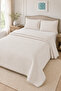 Melody Double Bedspread Set 240X260Cm - 100% Polyester Modern with Flounces and 2 Pillows - Beige - 3