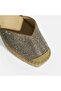 Beige Women's Suede Espadrille with Buckle Accessories and Stone Detail - 8