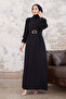 Pleated Sleeves Dress - Black - 5