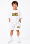 Super Bear Adventure Super Bear Printed Oversize 100% Cotton T-Shirt Shorts 2-Piece Children's Set