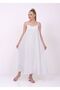 Women's White Strappy Summer Long Casual Dress / Sevde Ugur - 5
