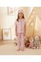 Girl's Cotton Heart Patterned Striped Eye Patch Pajama Set - 3